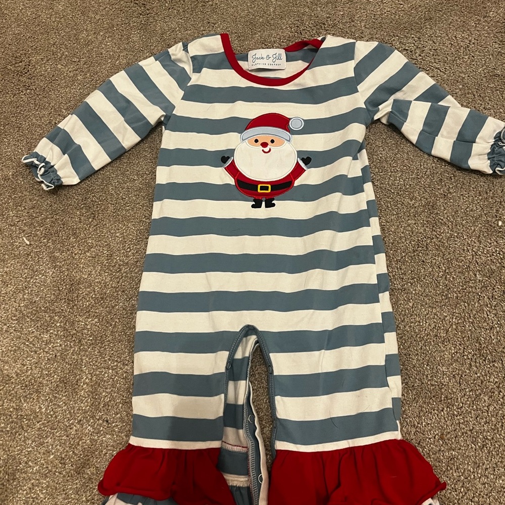 Santa Striped Bodysuit by - Blue and Red
